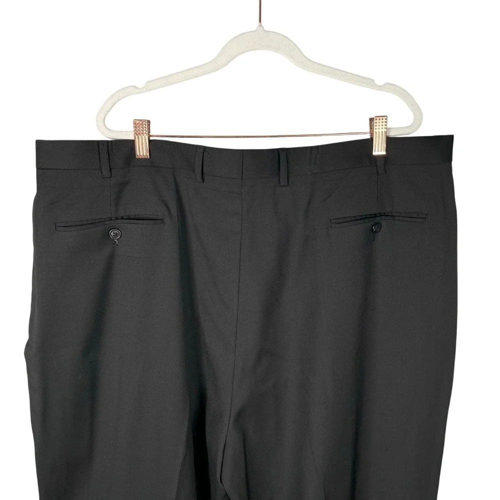 Crème de Silk‎ 2pc Suit 3XL Black with White Topstitch Wool Pleated Pants 43x32